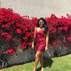 Elegant Burgundy Spaghetti Slip Dress